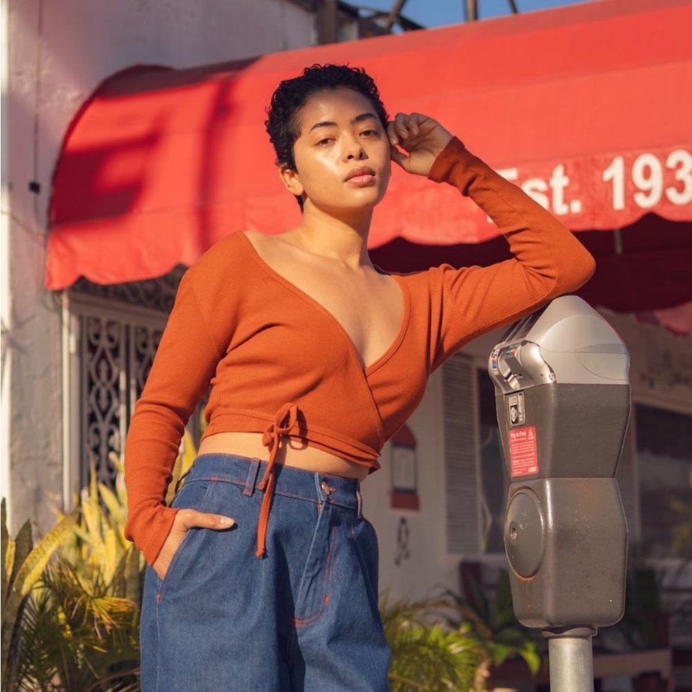 Big Bud Press Burnt Orange Wrap Top